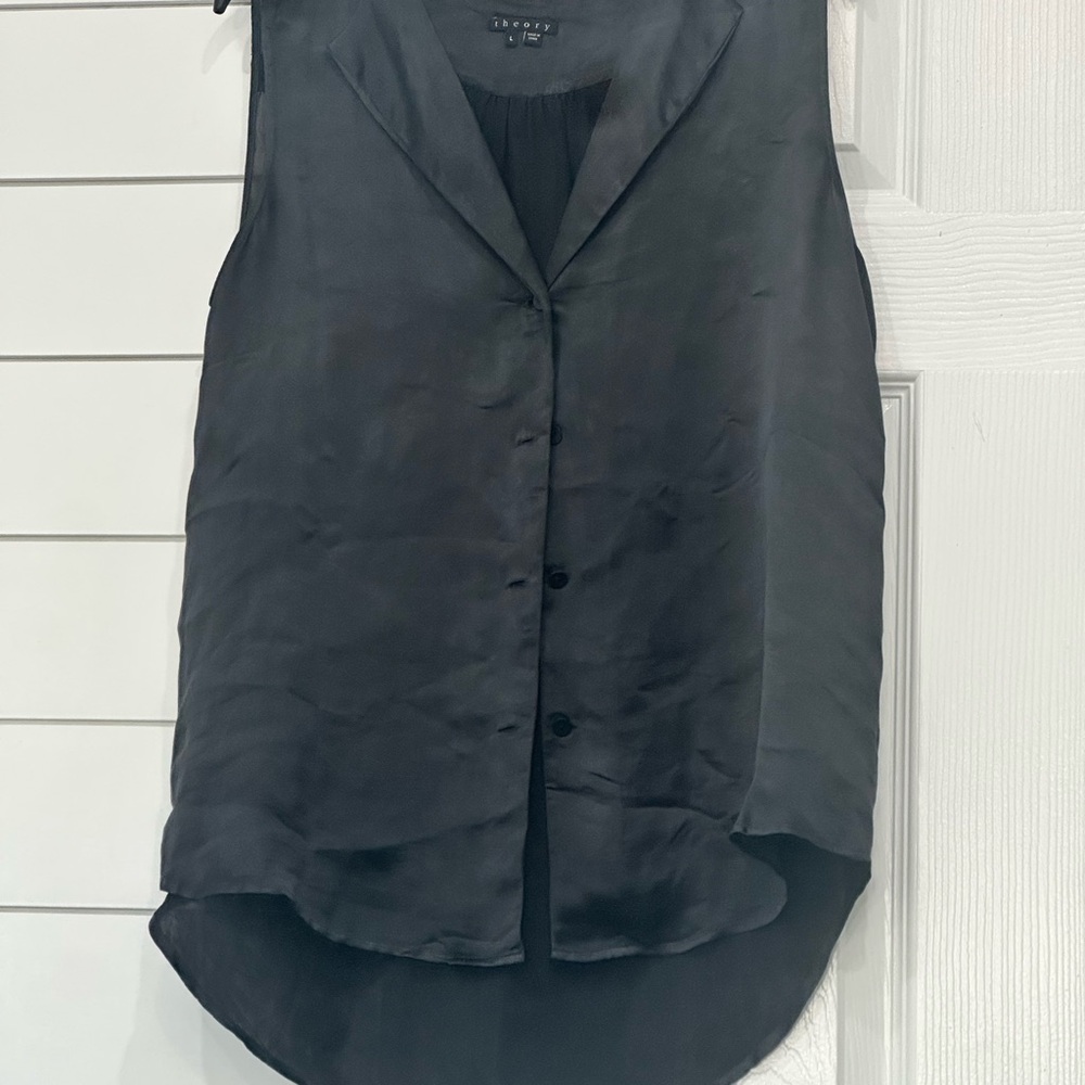 Theory Charcoal Sleeveless Blouse